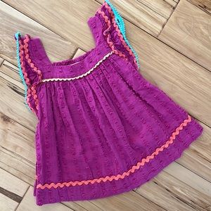 Matilda Jane - Sz. 4-6 - Embroidered/Rick Rack Flutter-Sleeve Tunic Top